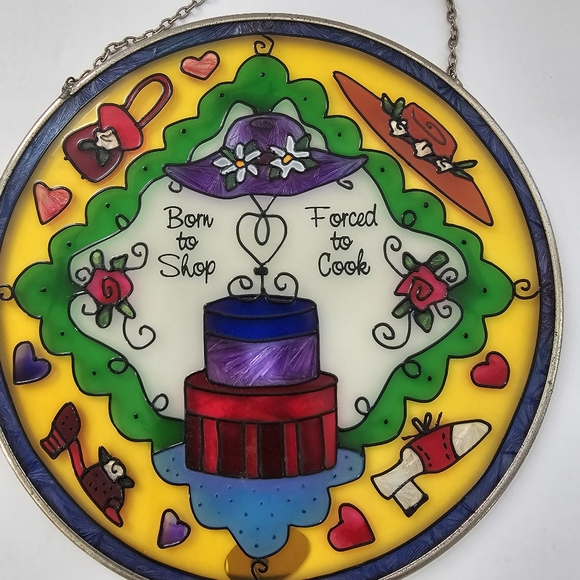 Joan Baker Designs Suncatcher Born to Shop Forced to Cook Round Y2K - Picture 1 of 7